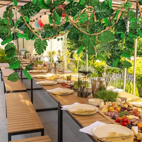 2 Pcs 10ft Jungle Party Decorations Ivy Tropical Vines Artificial Ivy Artificial Rattan Kraft Paper Fake Tropical Palm Leaves for Garden Forest Indoor Outdoor Party in Kuwait