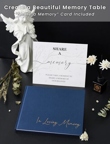 Minimalist Funeral Guest Book - in Loving Memory Guestbook with Table Sign - Hardcover Guest Sign in Book for Funeral Service - 330 Entries, 9"x7.5", Navy in Saudi Arabia