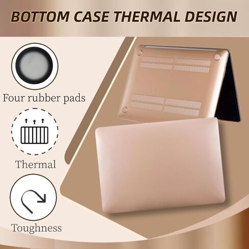 Compatible with MacBook 12 Inch Case Cover A1931 A1534 2015 2016 2017 2018 Released, Metal Protective Laptop Case and Keyboard Skin for MacBook Retina 12", Gold in Kuwait