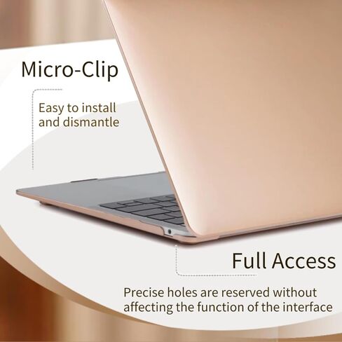 Compatible with MacBook 12 Inch Case Cover A1931 A1534 2015 2016 2017 2018 Released, Metal Protective Laptop Case and Keyboard Skin for MacBook Retina 12", Gold in Kuwait