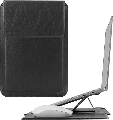 Sleeve Case with Stand for MacBook Air 13.6 M3 M2 A3113 A2681/MacBook Pro 13 M2 (2016-2023)/MacBook Air 13.3 PU Leather Slim Bag Cover (Pink) in Kuwait