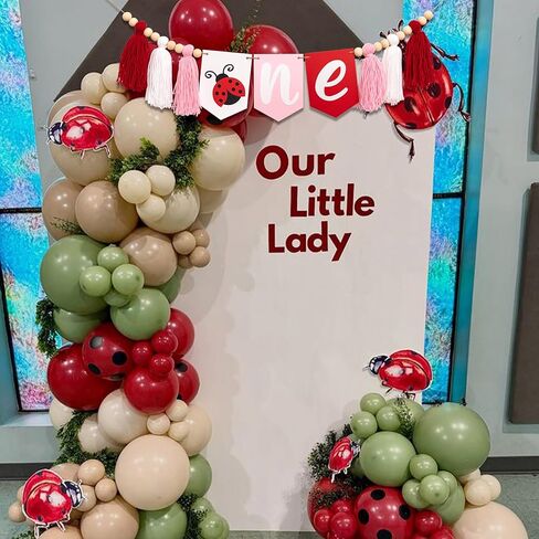 Ladybug First Birthday High Chair Banner - 1st Birthday Party Decoration Supplies Highchair Banner, Animals Theme Milestone Party Banner, Ladybug Sign Anniversary Milestone Celebration Garland Banner in Kuwait