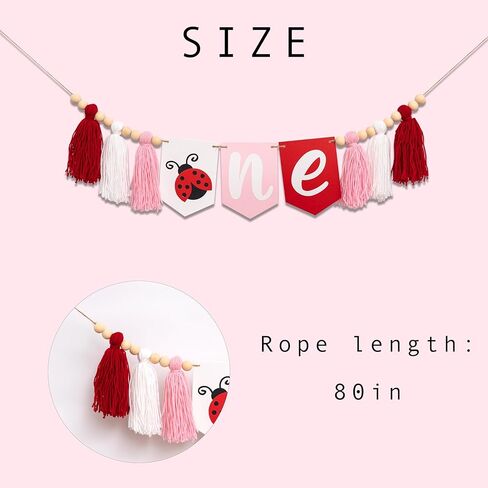 Ladybug First Birthday High Chair Banner - 1st Birthday Party Decoration Supplies Highchair Banner, Animals Theme Milestone Party Banner, Ladybug Sign Anniversary Milestone Celebration Garland Banner in Kuwait