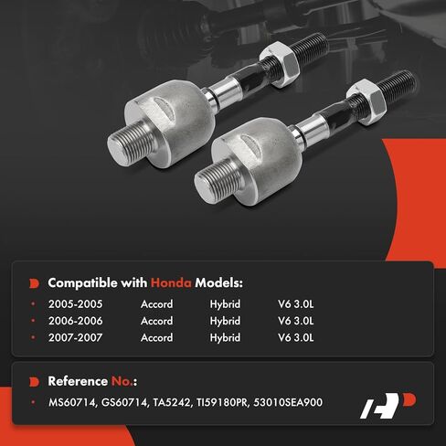 A-Premium 2 × أطراف قضيب ربط داخلي أمامي، متوافق مع Honda Accord 2005 2006 2007 in Saudi Arabia