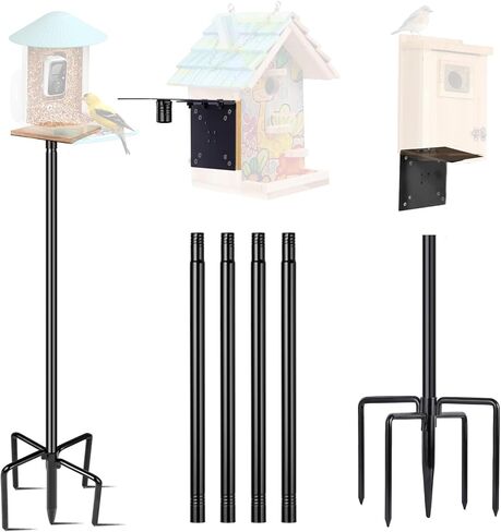 LOPANNY Bird House Pole, 1 Pack 109 Inch Heavy Duty Bird Feeder Pole Mount Kit with 5 Prongs Base for Outdoors, Adjustable Bird Feeder Stand for Wild Birds Watching (Bird House Not Included) in Saudi Arabia