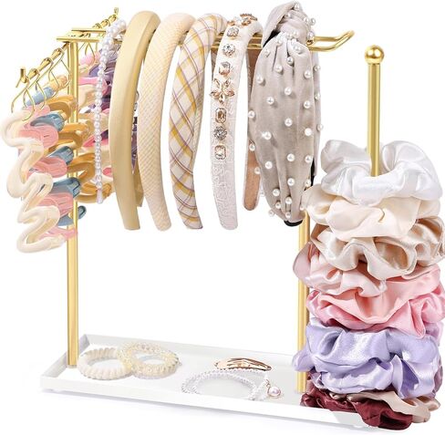 mofasvigi عقال حامل المنظم، اكسسوارات الشعر المعدنية عرض مخلب كليب تخزين scrunchie حامل مقاطع الشعر عصابات الشعر رف غرفة نوم الحمام كلية غرفة النوم ديكور للنساء والفتيات in Kuwait