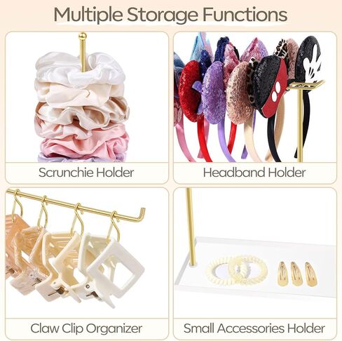 mofasvigi عقال حامل المنظم، اكسسوارات الشعر المعدنية عرض مخلب كليب تخزين scrunchie حامل مقاطع الشعر عصابات الشعر رف غرفة نوم الحمام كلية غرفة النوم ديكور للنساء والفتيات in Kuwait