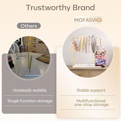 mofasvigi عقال حامل المنظم، اكسسوارات الشعر المعدنية عرض مخلب كليب تخزين scrunchie حامل مقاطع الشعر عصابات الشعر رف غرفة نوم الحمام كلية غرفة النوم ديكور للنساء والفتيات in Kuwait