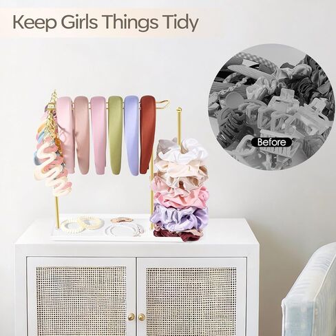 mofasvigi عقال حامل المنظم، اكسسوارات الشعر المعدنية عرض مخلب كليب تخزين scrunchie حامل مقاطع الشعر عصابات الشعر رف غرفة نوم الحمام كلية غرفة النوم ديكور للنساء والفتيات in Kuwait