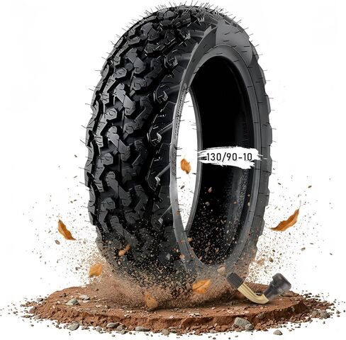 130/90-10 Off Road Tire for Scooter, 130/90/10 Knobby Tires | 130 90 10 Offroad Tubeless Front/Rear Scooter Tires | 75J 300KPA in Kuwait