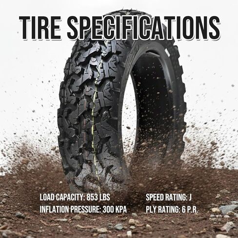 130/90-10 Off Road Tire for Scooter, 130/90/10 Knobby Tires | 130 90 10 Offroad Tubeless Front/Rear Scooter Tires | 75J 300KPA in Kuwait