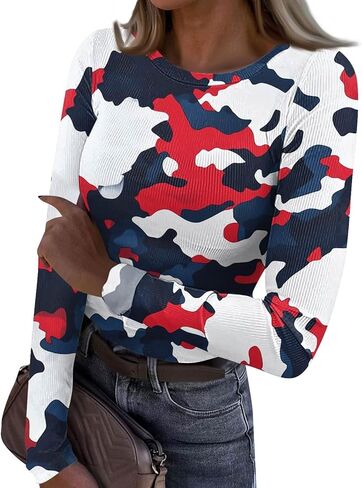 Basic Long Sleeve Shirts for Women Slim Fit Ireland Clover Print Tops Tight Cute Heart Pattern Going Out Tops in Saudi Arabia