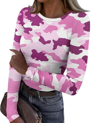 Basic Long Sleeve Shirts for Women Slim Fit Ireland Clover Print Tops Tight Cute Heart Pattern Going Out Tops in Saudi Arabia