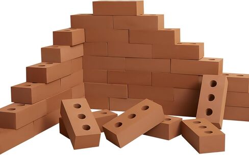 Zhanmai 50 Pack Foam Brick Cloks Brick Brick Size الفعلي كتل Cinding Toy Cinder للتكديس والبناء 8 × 4 × 2.4 بوصة (أحمر) in Kuwait