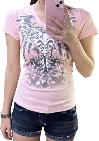 Y2k Graphic T Shirts Mcbling Clothes Emo Grunge Shirt Punk 2000s Clothing Vintage 90s Tees Goth Tops Streetwear in Saudi Arabia