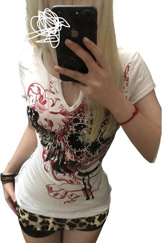 Y2k Graphic T Shirts Mcbling Clothes Emo Grunge Shirt Punk 2000s Clothing Vintage 90s Tees Goth Tops Streetwear in Saudi Arabia