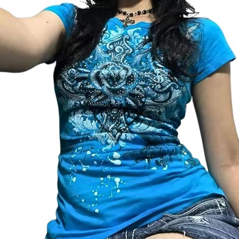 Y2k Graphic T Shirts Mcbling Clothes Emo Grunge Shirt Punk 2000s Clothing Vintage 90s Tees Goth Tops Streetwear in Saudi Arabia
