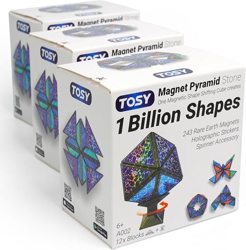 Tosy Magnet Pyramid Stone - يتحول مكعب واحد إلى مليار شكل (قلب ، وردة ، صندوق الشوكولاتة) ، 243 مغناطيسًا أرضيًا نادرًا ، التصميم ثلاثي الأبعاد ، لعبة ألغاز ، هدية عيد الفصح من أجله ، 2 حزمة in Kuwait