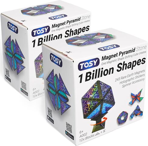 Tosy Magnet Pyramid Stone - يتحول مكعب واحد إلى مليار شكل (قلب ، وردة ، صندوق الشوكولاتة) ، 243 مغناطيسًا أرضيًا نادرًا ، التصميم ثلاثي الأبعاد ، لعبة ألغاز ، هدية عيد الفصح من أجله ، 2 حزمة in Kuwait