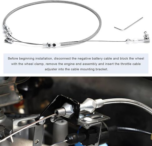 مجموعة كابلات خانق مضفرة من الفولاذ المقاوم للصدأ مقاس 24 بوصة، كابلات تسريع قابلة للتعديل مع تركيبات وطويق من الألومنيوم، استبدال كابل خانق عالمي متوافق مع معظم المركبات in Kuwait