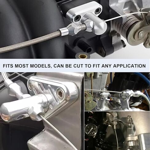 مجموعة كابلات خانق مضفرة من الفولاذ المقاوم للصدأ مقاس 24 بوصة، كابلات تسريع قابلة للتعديل مع تركيبات وطويق من الألومنيوم، استبدال كابل خانق عالمي متوافق مع معظم المركبات in Kuwait