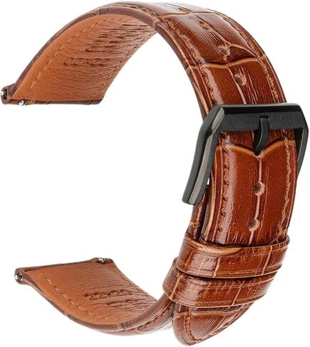 HFERHT Fashion Brown Black Leather Watch Strap 18mm 20mm 22mm 24mm Men Women Watchband Butterfly Buckle Watch Band Bracelet in Saudi Arabia