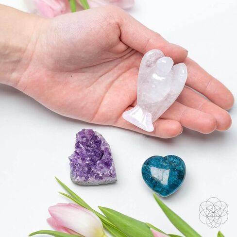 Conscious Items Guardian Angel Crystal Car Kit with Real Amethyst Cluster, Clear Quartz Angel, & Apatite Heart, Protective Crystal Car Vent Clips for Driving Calm, Positive Energy & Road Confidence in Kuwait