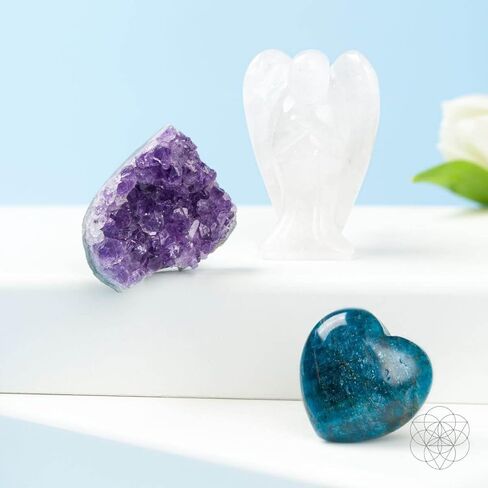 Conscious Items Guardian Angel Crystal Car Kit with Real Amethyst Cluster, Clear Quartz Angel, & Apatite Heart, Protective Crystal Car Vent Clips for Driving Calm, Positive Energy & Road Confidence in Kuwait