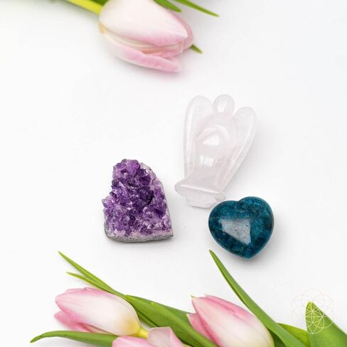 Conscious Items Guardian Angel Crystal Car Kit with Real Amethyst Cluster, Clear Quartz Angel, & Apatite Heart, Protective Crystal Car Vent Clips for Driving Calm, Positive Energy & Road Confidence in Kuwait