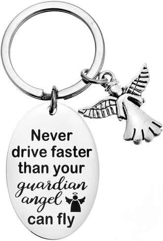 New Driver Gifts Keychains for Teen Boys Girls Never Drive Faster than Your Guardian Angel Can Fly Keychain for Son Daughter Drive Safe Key Chain for Granddaughter Brother in Saudi Arabia