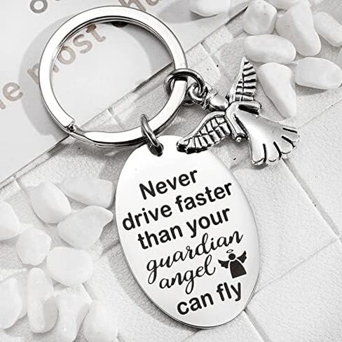 New Driver Gifts Keychains for Teen Boys Girls Never Drive Faster than Your Guardian Angel Can Fly Keychain for Son Daughter Drive Safe Key Chain for Granddaughter Brother in Saudi Arabia