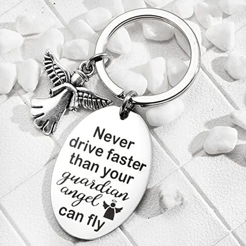 New Driver Gifts Keychains for Teen Boys Girls Never Drive Faster than Your Guardian Angel Can Fly Keychain for Son Daughter Drive Safe Key Chain for Granddaughter Brother in Saudi Arabia