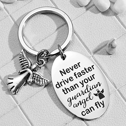 New Driver Gifts Keychains for Teen Boys Girls Never Drive Faster than Your Guardian Angel Can Fly Keychain for Son Daughter Drive Safe Key Chain for Granddaughter Brother in Saudi Arabia