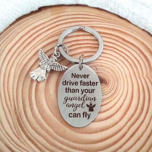 New Driver Gifts Keychains for Teen Boys Girls Never Drive Faster than Your Guardian Angel Can Fly Keychain for Son Daughter Drive Safe Key Chain for Granddaughter Brother in Saudi Arabia