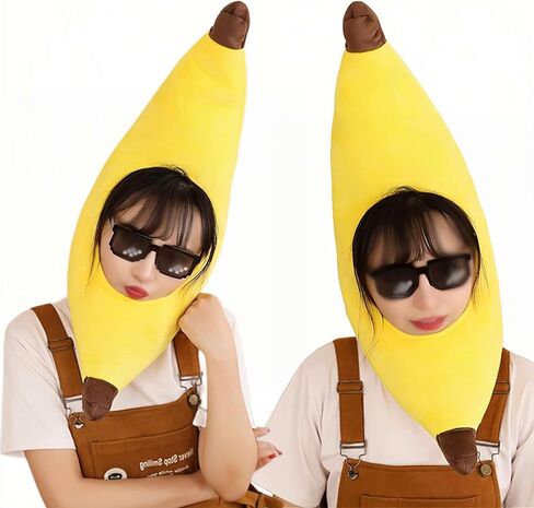 Banana hat animal costume accessories cap funny gift halloween easter party birthday christmas head cover mask headgear hood headpiece clothing kids adult children women cosplay in Saudi Arabia