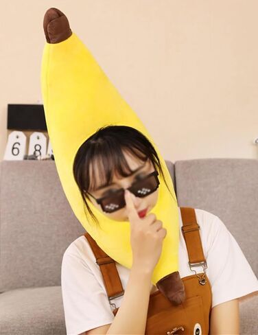 Banana hat animal costume accessories cap funny gift halloween easter party birthday christmas head cover mask headgear hood headpiece clothing kids adult children women cosplay in Saudi Arabia