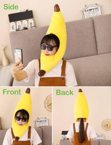 Banana hat animal costume accessories cap funny gift halloween easter party birthday christmas head cover mask headgear hood headpiece clothing kids adult children women cosplay in Saudi Arabia