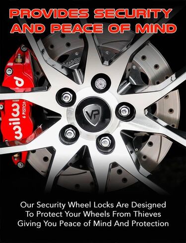 Set of 4 Veritek 14x1.5mm 1.8 Inch 22mm Key Hex Chrome Large Acorn Conical Seat Anti Theft Security Wheel Locks for Buick Cadillac Chevy Chevrolet GMC Factory Wheels VPE-NFD-L in Saudi Arabia