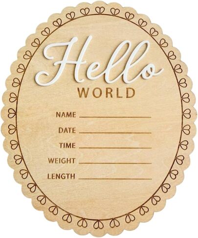زينة خشبية للأطفال من Hello World، لوحة إعلان ولادة حديثي الولادة، تذكار لمعلم الطفل، ديكور الحضانة، هدية شخصية للآباء الجدد in Kuwait