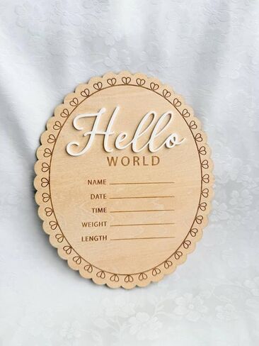 زينة خشبية للأطفال من Hello World، لوحة إعلان ولادة حديثي الولادة، تذكار لمعلم الطفل، ديكور الحضانة، هدية شخصية للآباء الجدد in Kuwait
