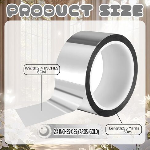 Easy 99 Metallic Tape Mirror Tape Duct Tape DIY Decorative Tapes, 2.4 Inches x 55 Yards (Gold) in Kuwait