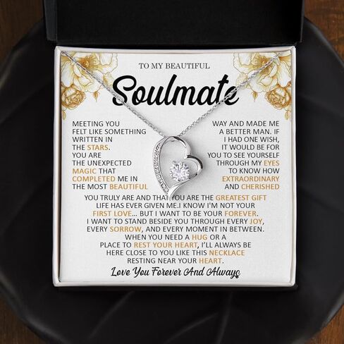 قلادة To My Soulmate للنساء، هدية رومانسية لصديقتك أو زوجتك، مجوهرات ذات مغزى لعيد الميلاد والذكرى السنوية من الزوج أو الصديق، قلادة على شكل قلب مع بطاقة رسالة in Kuwait