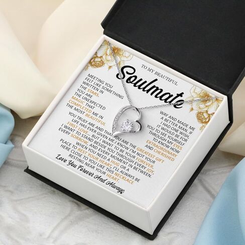 قلادة To My Soulmate للنساء، هدية رومانسية لصديقتك أو زوجتك، مجوهرات ذات مغزى لعيد الميلاد والذكرى السنوية من الزوج أو الصديق، قلادة على شكل قلب مع بطاقة رسالة in Kuwait