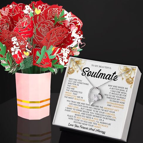 قلادة To My Soulmate للنساء، هدية رومانسية لصديقتك أو زوجتك، مجوهرات ذات مغزى لعيد الميلاد والذكرى السنوية من الزوج أو الصديق، قلادة على شكل قلب مع بطاقة رسالة in Kuwait