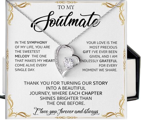 قلادة To My Soulmate للنساء، هدية رومانسية لصديقتك أو زوجتك، مجوهرات ذات مغزى لعيد الميلاد والذكرى السنوية من الزوج أو الصديق، قلادة على شكل قلب مع بطاقة رسالة in Kuwait