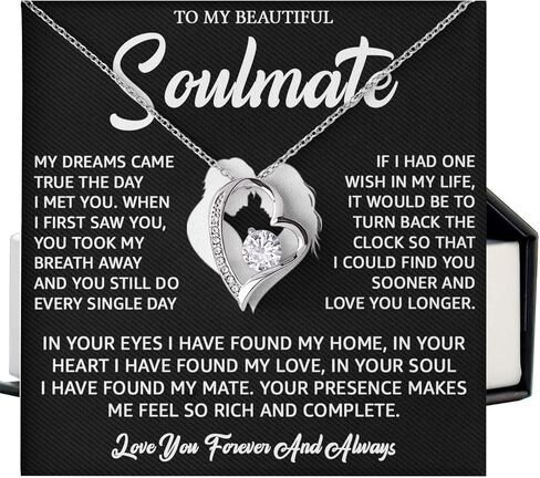 قلادة To My Soulmate للنساء، هدية رومانسية لصديقتك أو زوجتك، مجوهرات ذات مغزى لعيد الميلاد والذكرى السنوية من الزوج أو الصديق، قلادة على شكل قلب مع بطاقة رسالة in Kuwait