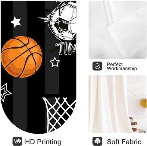 Coxila Kids Boys Window Curtains for Bedroom 42 x 63 Inch Rod Pocket Sports Football Basketball Baseball Soccer Cartoon Ball Black Gamer Home Teen Living Room Treatment Set of 2 Curtain Panels Drapes in Kuwait