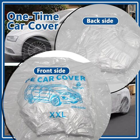 4 عبوات من أغطية السيارات الشفافة للاستعمال مرة واحدة، أغطية حماية بلاستيكية متوسطة الحجم للمركبات مع شريط مطاطي، مناسبة عالميًا لتخزين غبار المطر في الأماكن المغلقة والخارجية in Kuwait