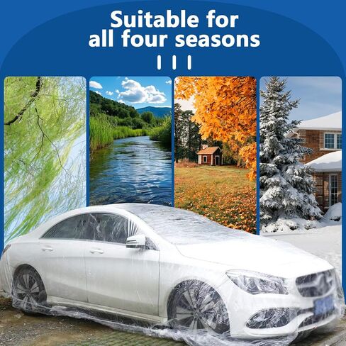 4 عبوات من أغطية السيارات الشفافة للاستعمال مرة واحدة، أغطية حماية بلاستيكية متوسطة الحجم للمركبات مع شريط مطاطي، مناسبة عالميًا لتخزين غبار المطر في الأماكن المغلقة والخارجية in Kuwait