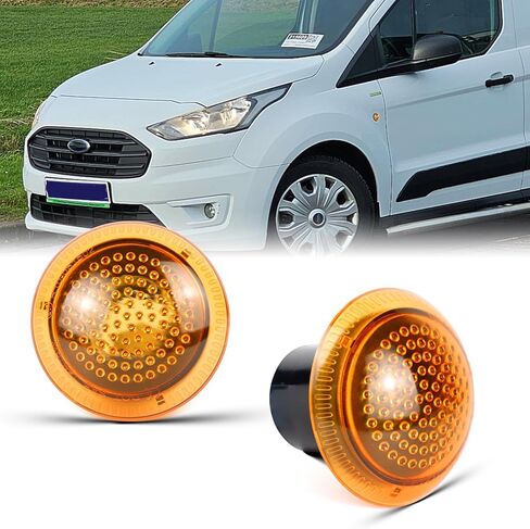 Side Marker Repeater Lights Compatible with 2010-2021 Ford Transit Connect, Full LED Front Fender Light Assembly, Smoked Lens Amber 2PCS in Kuwait
